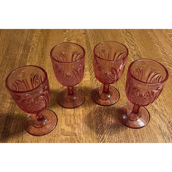 Fenton Other - 4 Fenton Pineapple Colonial Pink Water Wine Goblets 8 oz